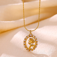 Collier Pendentif Fleur Rose Dorée Rétro Décoratif Populaire 2026 – Ornements Élégants et Délicats pour Femmes – Vente en Gros TGXL14489