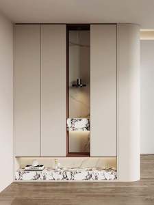 Armoire d'entrée en bois moderne personnalisée avec sièges à chaussures Rangement de chaussures empilable pour salon et hôtel - Product Image 2