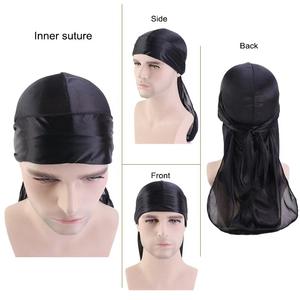 Durag de diseñador personalizado para hombres envoltura de cabeza de cola <span class=keywords><strong>extra</strong></span> larga con logotipo de seda impreso diario informal aplicable Doo Rag Durags - Product Image 4