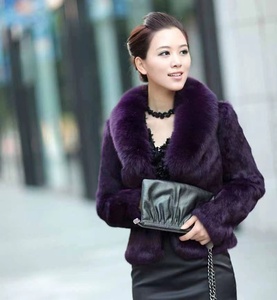 Cappotto da donna in vera <span class=keywords><strong>pelliccia</strong></span> di coniglio naturale con collo di <span class=keywords><strong>pelliccia</strong></span> di volpe giacca di <span class=keywords><strong>pelliccia</strong></span> alla moda stile corto Outwear personalizzato taglia grande - Product Image 4