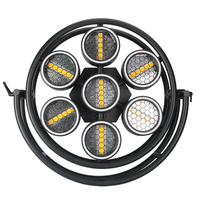 Lampu Panggung LED Retro 7 Mata Bentuk Lingkaran DMX512 RGBW COB Blinder Efek Strobe Untuk DJ Disko Konser Latar Belakang