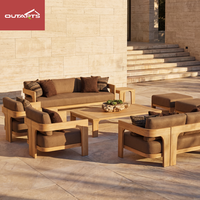 Mobilier d'extérieur scandinave Patio canapés imperméables en teck patiné Villa mobilier d'extérieur jardin ensemble de canapés en bois massif