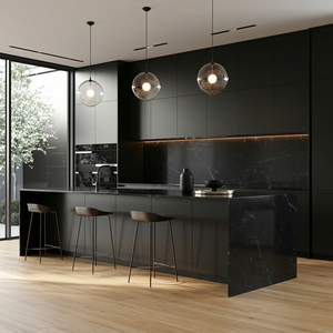 Îlot de cuisine extensible Lumina KC1-55 2026 tendance, gain de place, plateau en <span class=keywords><strong>ardoise</strong></span> anti-rayures de qualité <span class=keywords><strong>alimentaire</strong></span>, bois massif, multi-portes - Product Image 1