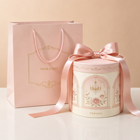 Boîte cadeau ronde de luxe avec logo personnalisé, emballage en carton rigide pour coffrets cadeaux haut de gamme, design floral élégant, vente en gros