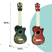 Hot Selling Kids Electronic Plastic Ukulele Guitar Cartoon Classical Pattern 4-String Musical Instrument Early Education Music
