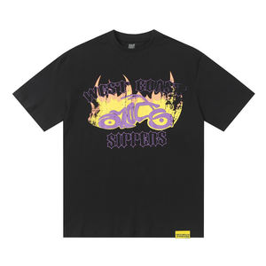 Camiseta de Alta Calidad, 100% Algodón Grueso, Estilo Urbano con Estampado de Grafiti, Camiseta Retro Holgada para Hombre - Product Image 4