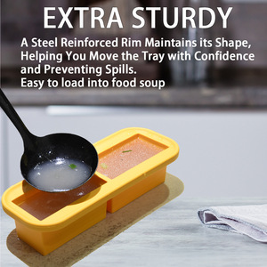 Essentiels pour la maison et la cuisine : Moules de congélation en silicone de qualité alimentaire réutilisables à 2 compartiments, à démoulage facile, avec couvercle, pour la conservation des aliments (type Super Cubes) - Product Image 3