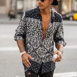 Mannen Mode Herfst Lente Vintage Afrikaanse Afdrukken Hawaiian Beach Casual Bloemen Shirts