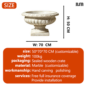 Urne en marbre baroque de style romain personnalisable, mini-jardinière en pierre motif œuf et flèche pour cours de villas BSAMSF-00025 Fabriquée en N - Product Image 3