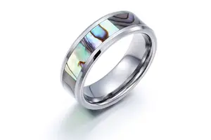 Tungsten Wedding Couple Ring Tungsten Carbide Wedding Men Band Hot Selling Style 8mm Men Abalone Shell Inlaying Rings