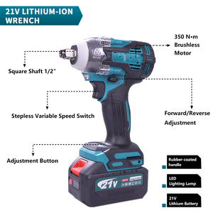 Llave de <span class=keywords><strong>Impacto</strong></span> Inalámbrica de 350N.m y <span class=keywords><strong>1</strong></span>/<span class=keywords><strong>2</strong></span>'', <span class=keywords><strong>Pistola</strong></span> de <span class=keywords><strong>Impacto</strong></span> Eléctrica de 20V para Cambio de Neumáticos y Reparación de Automóviles - Product Image 1