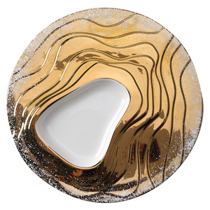 Assiette moderne en céramique givrée Feuille d'or en relief Concave Convexe Texture <span class=keywords><strong>ardoise</strong></span> <span class=keywords><strong>Restaurant</strong></span> créatif posant des ensembles personnalisés - Product Image 5