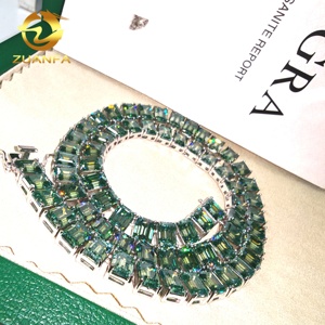 Splendida Selezione <span class=keywords><strong>di</strong></span> Gioielli in Moissanite Blu-Verde, Collana Tennis con Smeraldo 6*8mm, Catena in Moissanite con Taglio <span class=keywords><strong>Fantasia</strong></span> Asscher - Product Image 6
