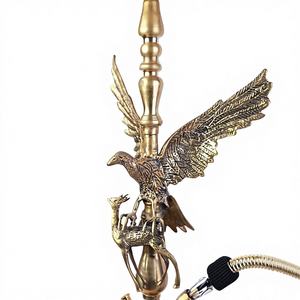 Chicha Eagle Hunting Gazelle |   Pipe à chicha de luxe en laiton avec motif animalier complexe, finition miroir, triple couleur oxyde de cuivre - Product Image 1