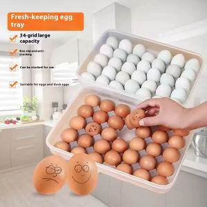 Kitchen Multi Compartment Refrigerator Special Egg Storage <b>Box</b> <b>Large</b> Capacity Preservation <b>Box</b> Transparent Lid Egg <b>Box</b> - Product Image 5