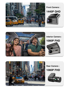 Mini 2K 3 máy ảnh Dash Cam 2K + 1080P + 1080p phía trước và bên trong wifi xe hộp đen điều khiển ghi âm cho xe taxi Xe DVR phía sau máy ảnh - Product Image 6