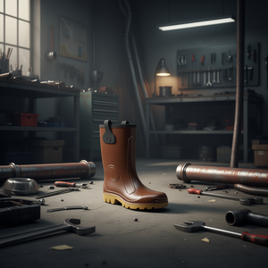 Bottes de sécurité TTAKE en PVC marron avec semelle en caoutchouc pour la protection au travail - Product Image 3