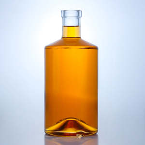 Botella de Licor de Vidrio Flint de Alta Calidad de 700ml/750ml, Botella Cilíndrica Transparente para Whisky, Vodka, Brandy con Tapón de Corcho - Product Image 2