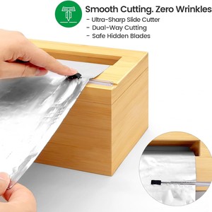 Bamboo Food Preservation Film <b>Box</b> With Cutter Rectangular Keep Fresh <b>Storage</b> Container For <b>Kitchen</b> Use - Product Image 2