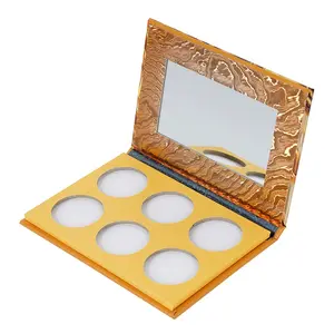사용자 정의 우아한 매화 직사각형 6 색 아이섀도우 반짝이 팔레트 종이 포장 상자 거울