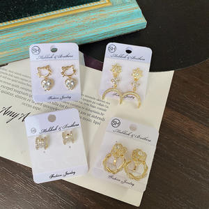 Arete Flor de circon Jewelry aros estrella plata 925 Pendientes colgantes de perlas de resina pendientes de plata buena de primera ley - Product Image 2