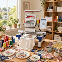 Machine à broder automatique à 9 aiguilles à tête unique pour la broderie de logos et de motifs sur vêtements et casquettes