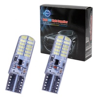 Éclairage de plaque d'immatriculation intérieur, feux de positionnement LED 12V, feux clignotants fixes, ampoule en silicone T10, 194 3014 24SMD T10 LED