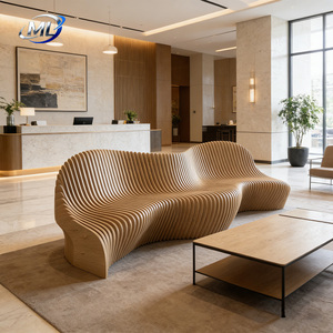 Canapé en bois paramétrique moderne de qualité commerciale pour hôtel et salon de resort, canapé-lit deux places pour bureau - Product Image 1