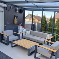 Ensemble de canapés de jardin en teck massif, écologiques, durables, de luxe haut de gamme, style postmoderne, pour terrasse extérieure, villa, cour arrière
