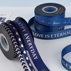 <span class=keywords><strong>Cinta</strong></span> de Raso de Poliéster Estampada con Logotipo Personalizado de Super Calidad <span class=keywords><strong>para</strong></span> Envoltura de Regalos y Decoración de Bodas - Product Image 4
