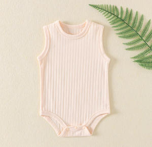 Mamelucos sin mangas para bebés personalizados OEM Body sólido con pantalones cortos para bebés y niños - Product Image 2