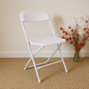 Flat Back Durable Plastic Folding <b>Chair</b> Modern Lightweight White for <b>Garden</b> Outdoor & Courtyard Use <b>Stackable</b> - Product Image 1