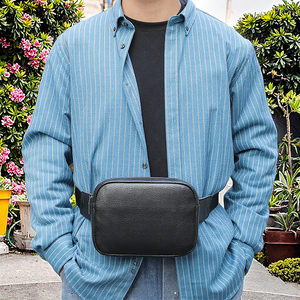 Sac banane unisexe en cuir véritable imperméable avec fermeture éclair, multifonctionnel, convertible en sac de poitrine deux-en-un, idéal pour l'extérieur - Nouveauté en gros - Product Image 2