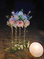 Support à fleurs en acrylique SSJ 15,75 po (40,0 cm) avec guirlande lumineuse LED, centre de table géométrique pour mariage, décoration de table pour réception de fête