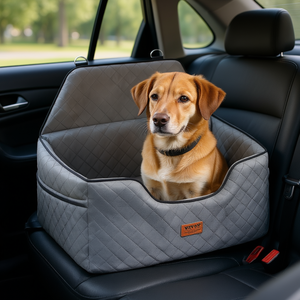 Siège auto surélevé pour chien Vevor, gris matelassé, pour chiens de taille moyenne à grande jusqu'à 55 lb - Product Image 2