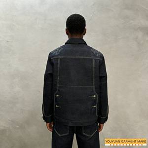 Chaqueta de Mezclilla Selvedge Japonesa OEM para Hombre, 100% Algodón, Cuello Alto, Estilo Casual, Motociclista, Mezclilla Cruda, Venta al por Mayor, Chaqueta de <span class=keywords><strong>Bombero</strong></span> - Product Image 6