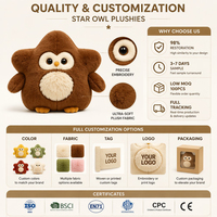 Peluche hibou en forme d'étoile Kawaii avec tissu ultra doux pour la décoration de la chambre d'enfant, cadeau d'anniversaire