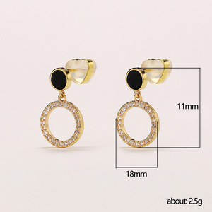 Orecchini a Perno Rotondi Neri Cavi per Donne, Gioielli Geometrici Minimalisti alla Moda, Vendita all'Ingrosso - Product Image 5