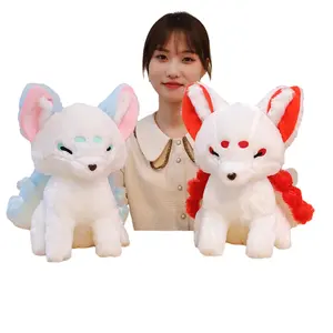 Simulation Cartoon Red Nine Tails Fox Plush Toys Cute Soft Stuffed Animals Anime Lifelike Foxes Plushie Doll For Girls Kids Gift