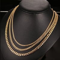 Chaîne cubaine 3mm 5mm 7mm plaquée or en acier inoxydable noir, longueur personnalisée, unisexe, style Hip Hop Punk, collier d'anniversaire
