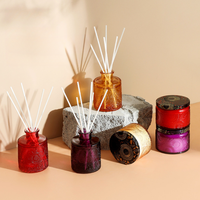 Bougies en cire de soja de luxe personnalisées et de marque privée pour diffuseur de roseaux, ensembles de bocaux parfumés en verre, boîte cadeau d'aromathérapie pour Diwali