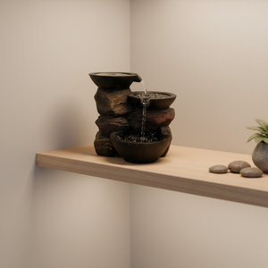 <span class=keywords><strong>Fontaine</strong></span> d'eau cascade lumineuse à énergie solaire à 3 niveaux en résine artificielle, à poser sur table ou au sol, avec son apaisant, pour intérieur et bureau - Product Image 5