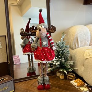 Elonna New Design Funny Christmas Elk Standing Telescopic Cloth <b>Doll</b> <b>Handmade</b> Modern Home Decor Window Ornament - Product Image 4