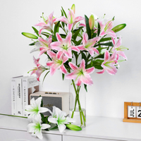 Großhandel 73cm Lange Stiele Seiden-Kunstlilien mit 4 Blüten, Lilium-Blumen für Hochzeits-Tischdekoration, Heim-Vasen und Blumendekoration