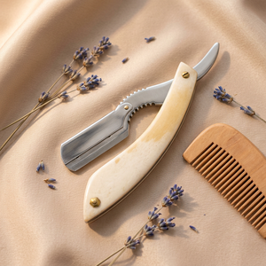 Rasoir droit en acier inoxydable à lame unique, manche en os de buffle, pour barbier et coiffeur, idéal pour le rasage du visage et de la tête - Product Image 4