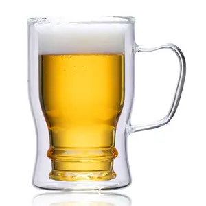 Garrafa de vidro borosilicate de 350ml, caneca transparente de vidro de cerveja, dupla parede, restaurante, casa, bar, cerveja, caneca, 550ml