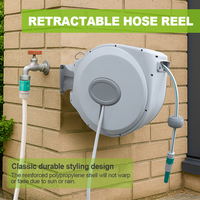 Carrete de Manguera de Jardín Retráctil Automático de Pared SUNSHINE, Carrete de Manguera de Agua Portátil de Metal Resistente