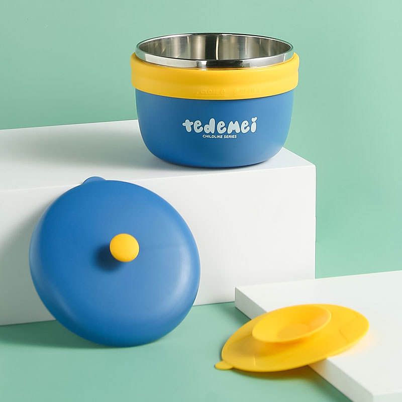 Blue- Bento with non-slip suction cup