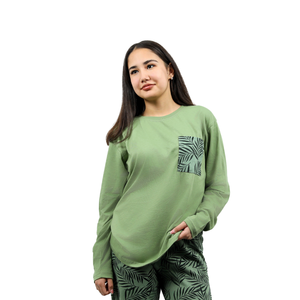 Ensemble pyjama en coton pour femmes, haut à manches longues et pantalon en tricot côtelé ajouré, vêtements de nuit doux et respirants, XS 2XL - Product Image 2