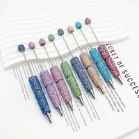 Stylo à bille créatif DIY avec strass et perles, fait main, en résine scintillante, mignon, accessoires de bijouterie, édition locale américaine